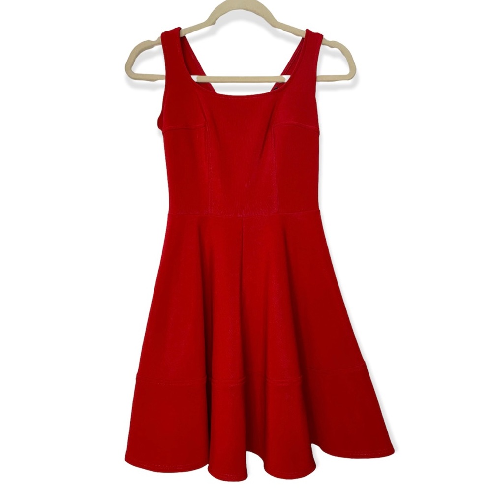 Lulu’s Red Skater Dress with Square Neckline and Scoop Back Size XS - Picture 3 of 13
